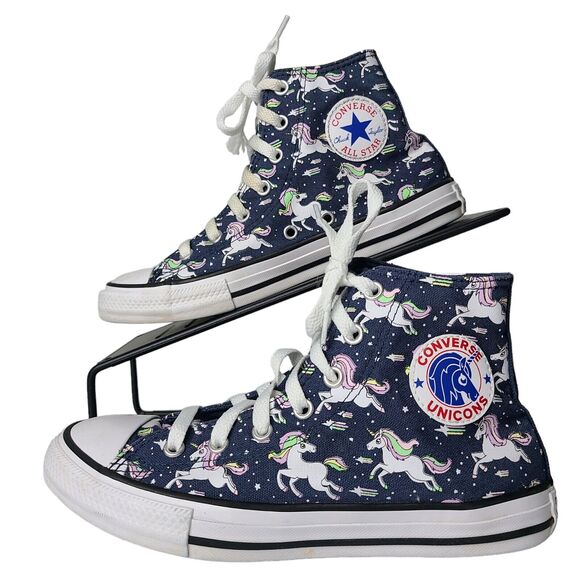 Converse Unicorn Shoes Junior/Kids Size3 High Top Navy Background Pastel Unicorn - Picture 1 of 10